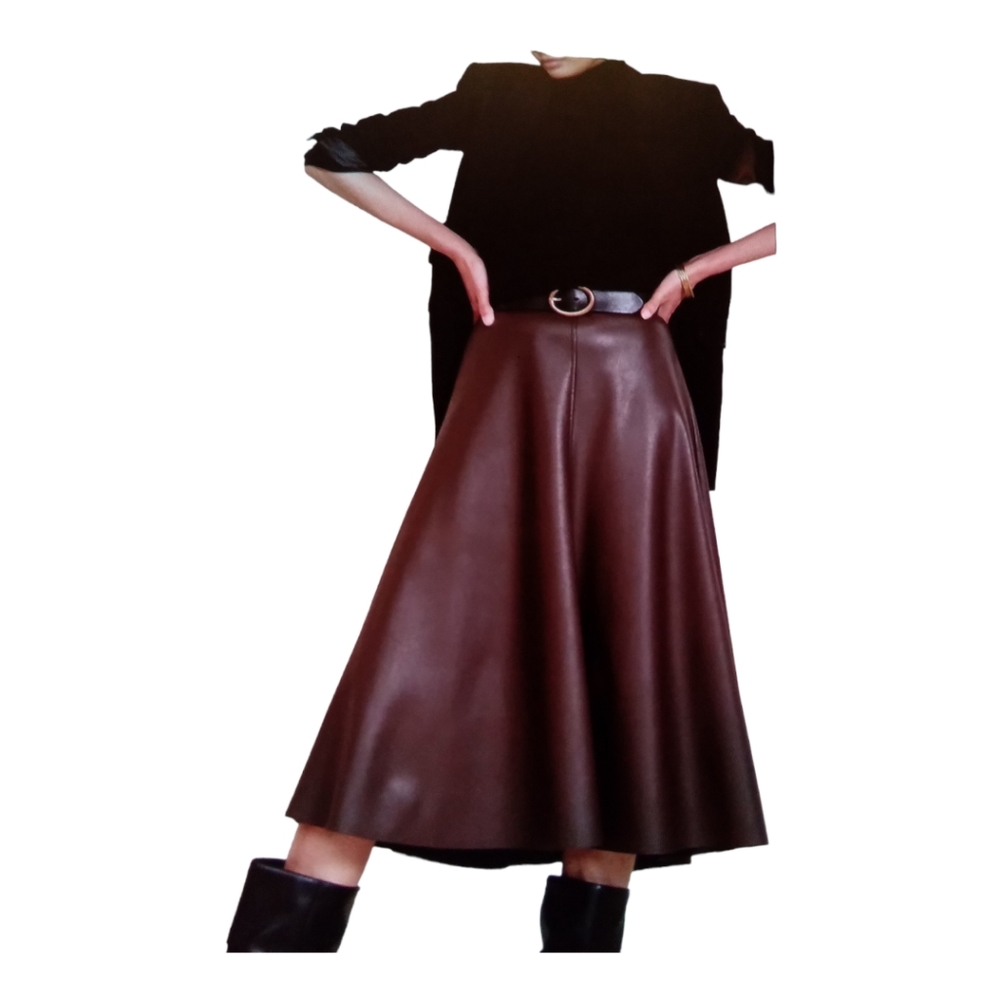 Banana republic faux leather midi skirt size 6p